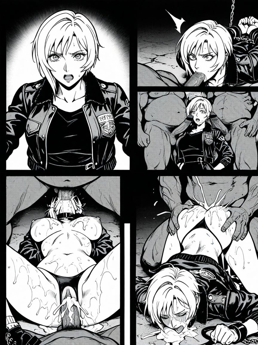 Black Bomber Jacket, Long Body, Sweaty AI Porn