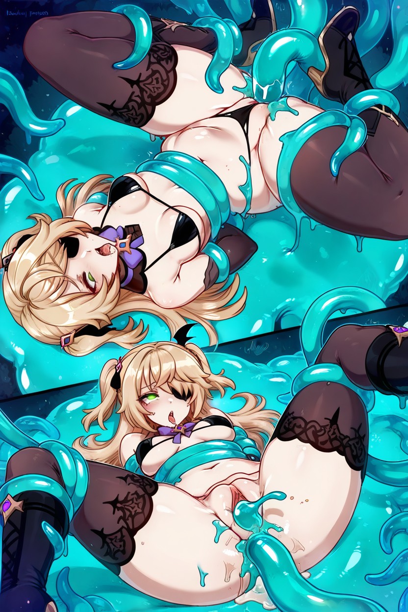 Ahegao, Tentacles Around Waist And Belly, Fischl From Genshin Impact Hentai AI Porn