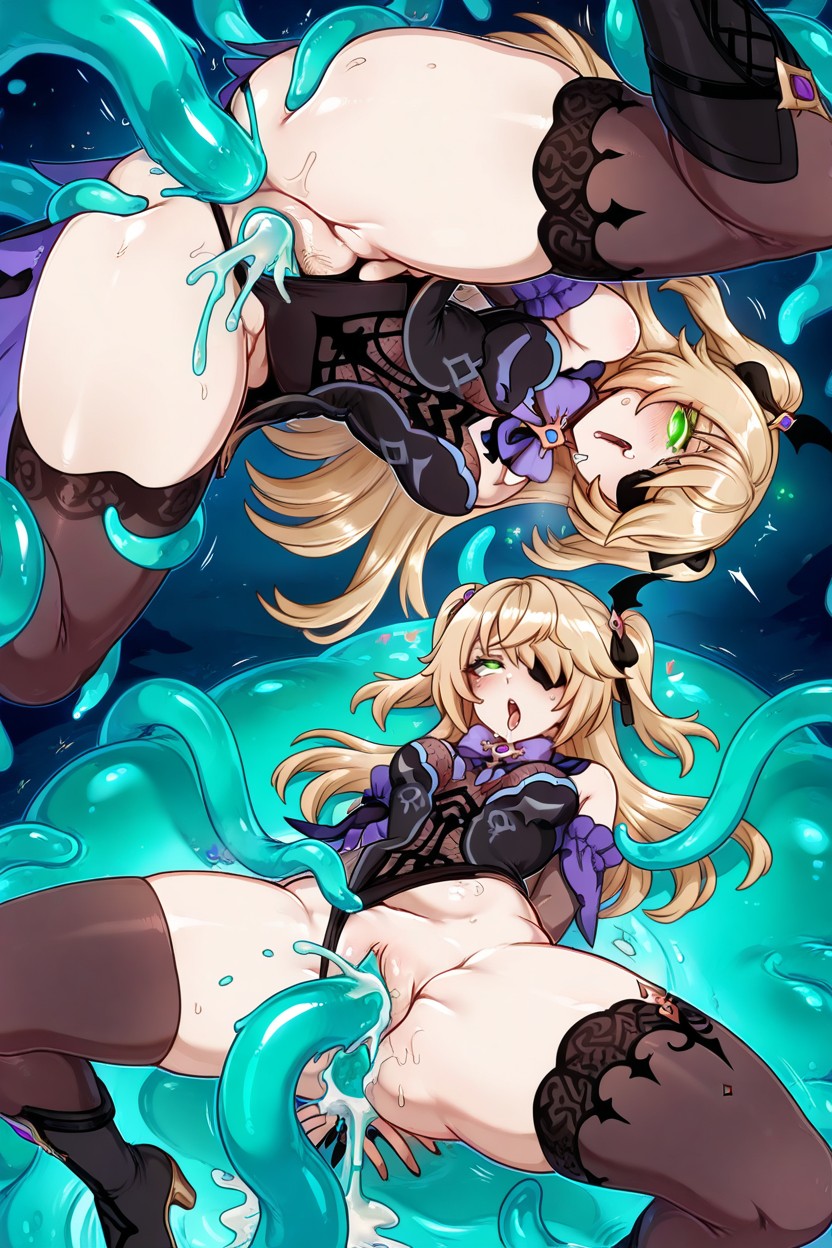 Thick Thighs, Wet Body, Black Cotton Thighhighs Hentai AI Porn