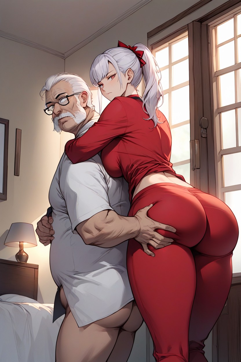 Bored, Eyes Wide, Old Man Grabbing Ass From Behind Hentai AI Porn