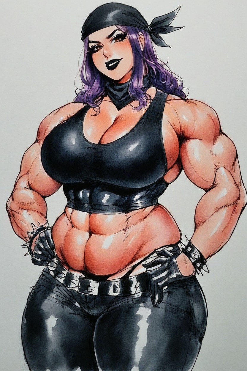 Black Leather Pants, Brown Eyes, In Biker Bar AI Porn