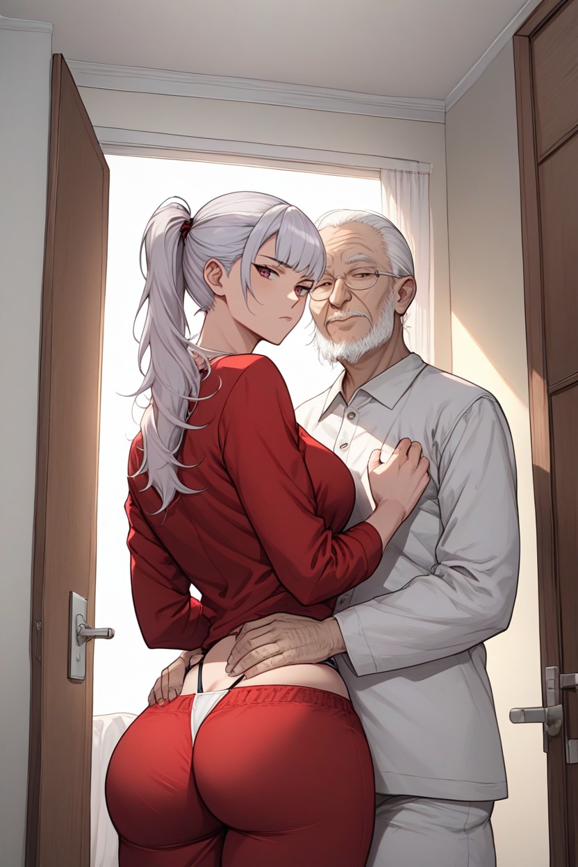 Hugging, Hair Ties, No Clothes Hentai AI Porn