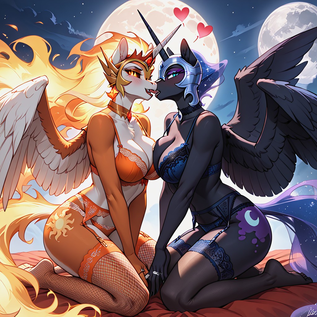 Tiaras, Moon Light, Hugging Furry AI Porn