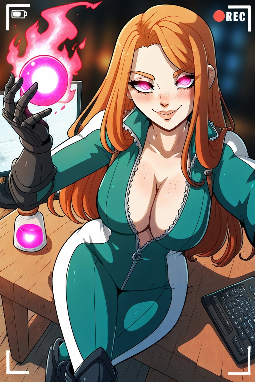 Selfie, Seductive Pose, Glowing Eyes Hentai AI Porn