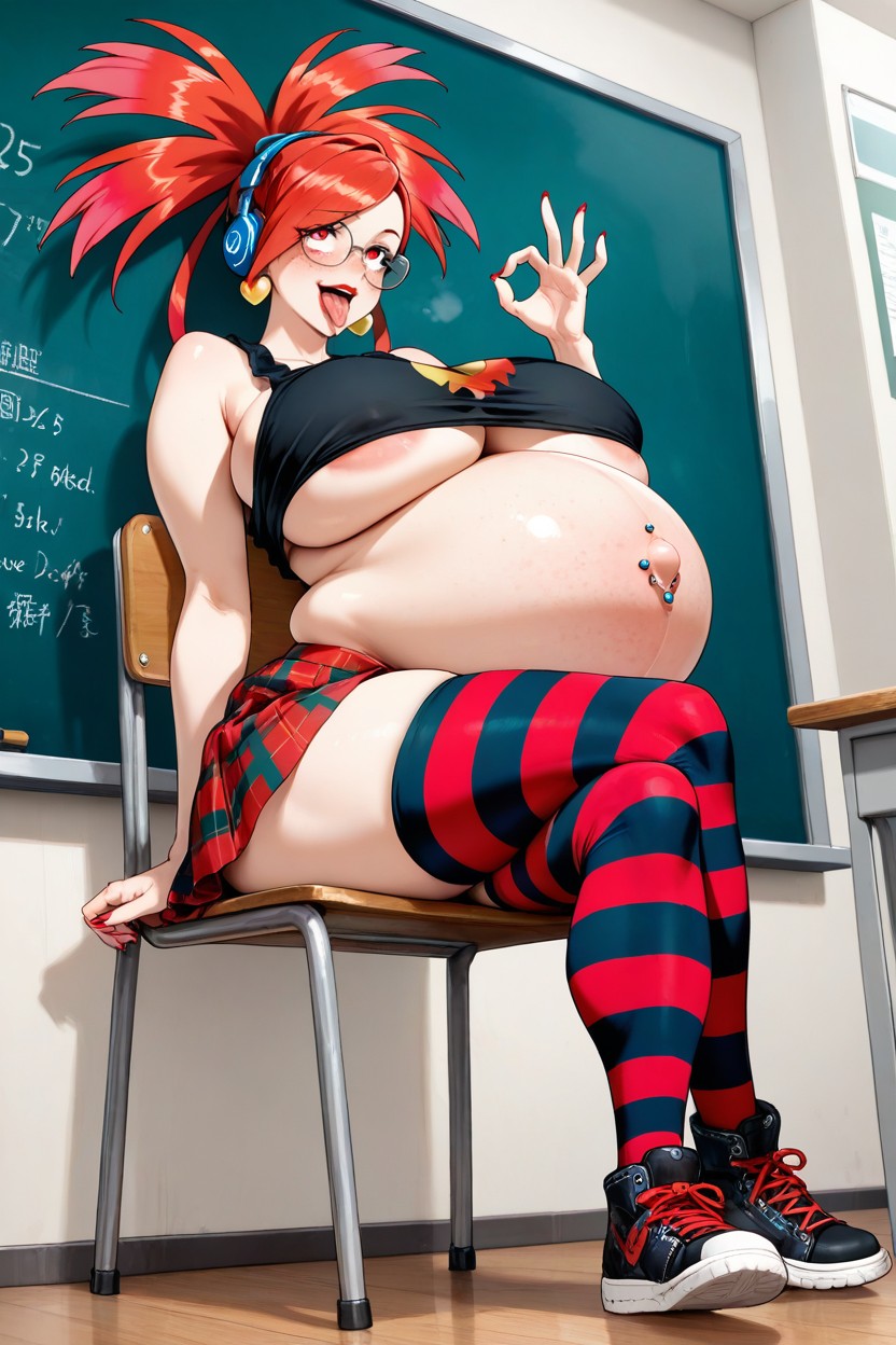 Huge Firm Rounded Tits, Sitting On Chair, Freckles Hentai AI Porn