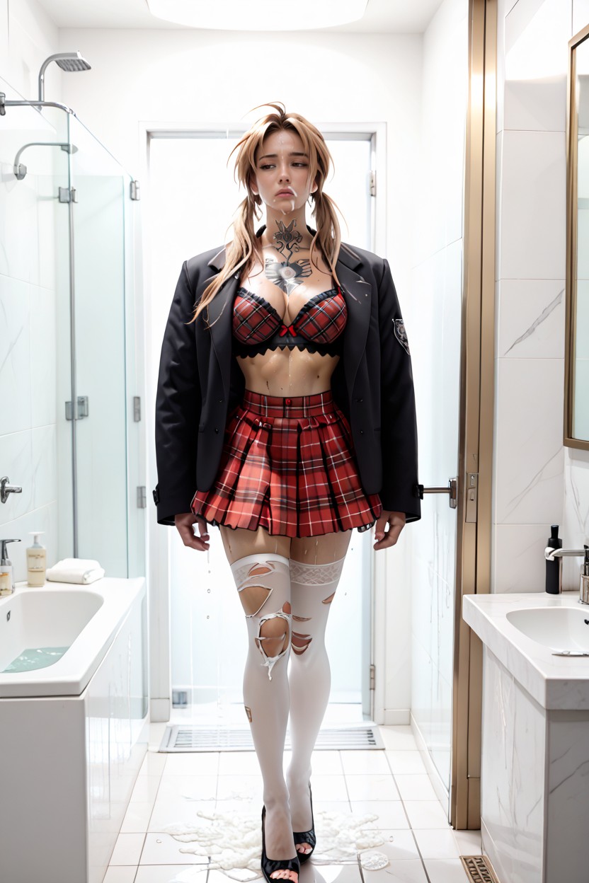 Large Round Eyes, Black High Heels, Black Thong AI Porn