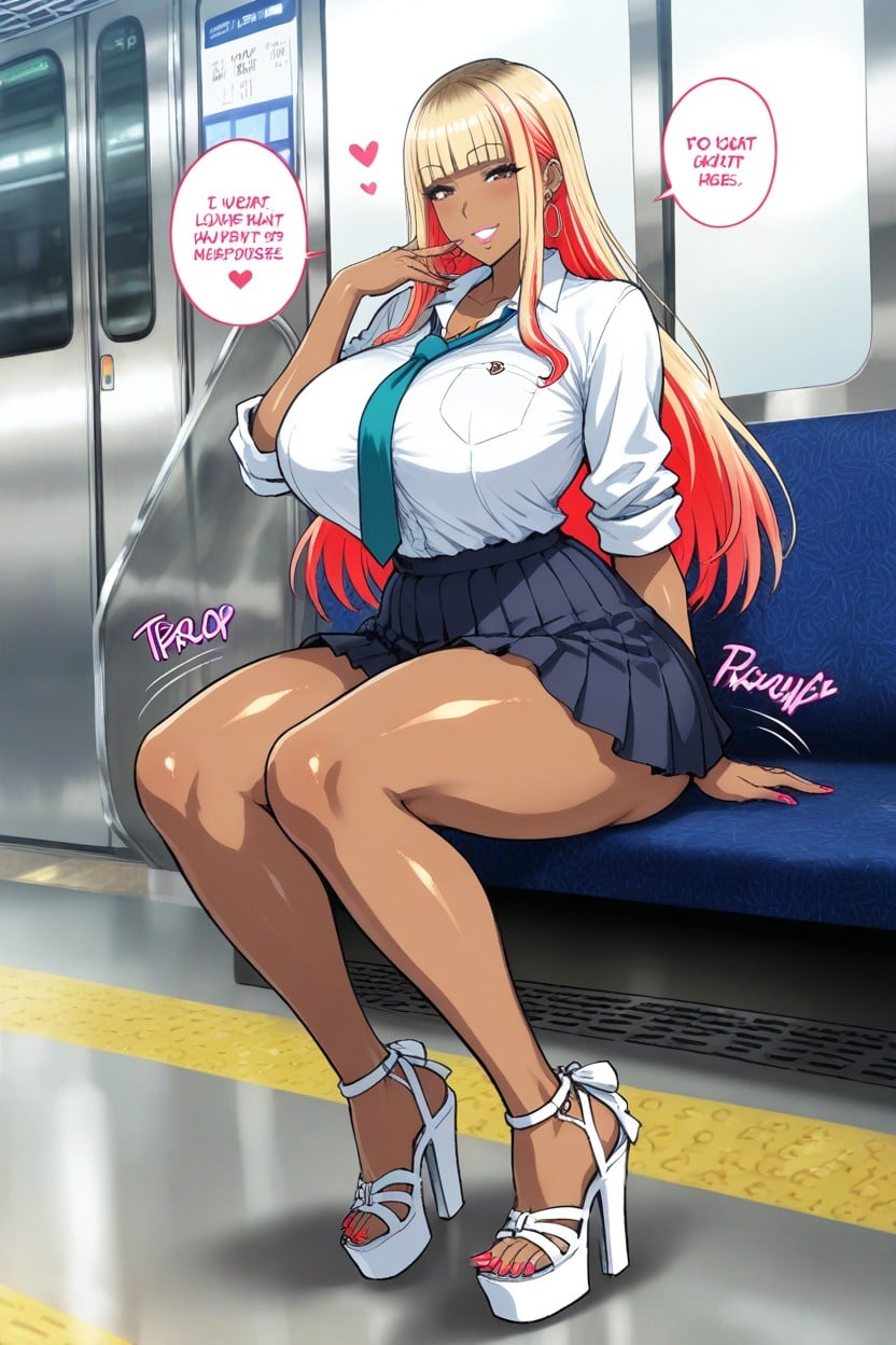 Platform, Huge Breast, White Sandals Hentai AI Porn