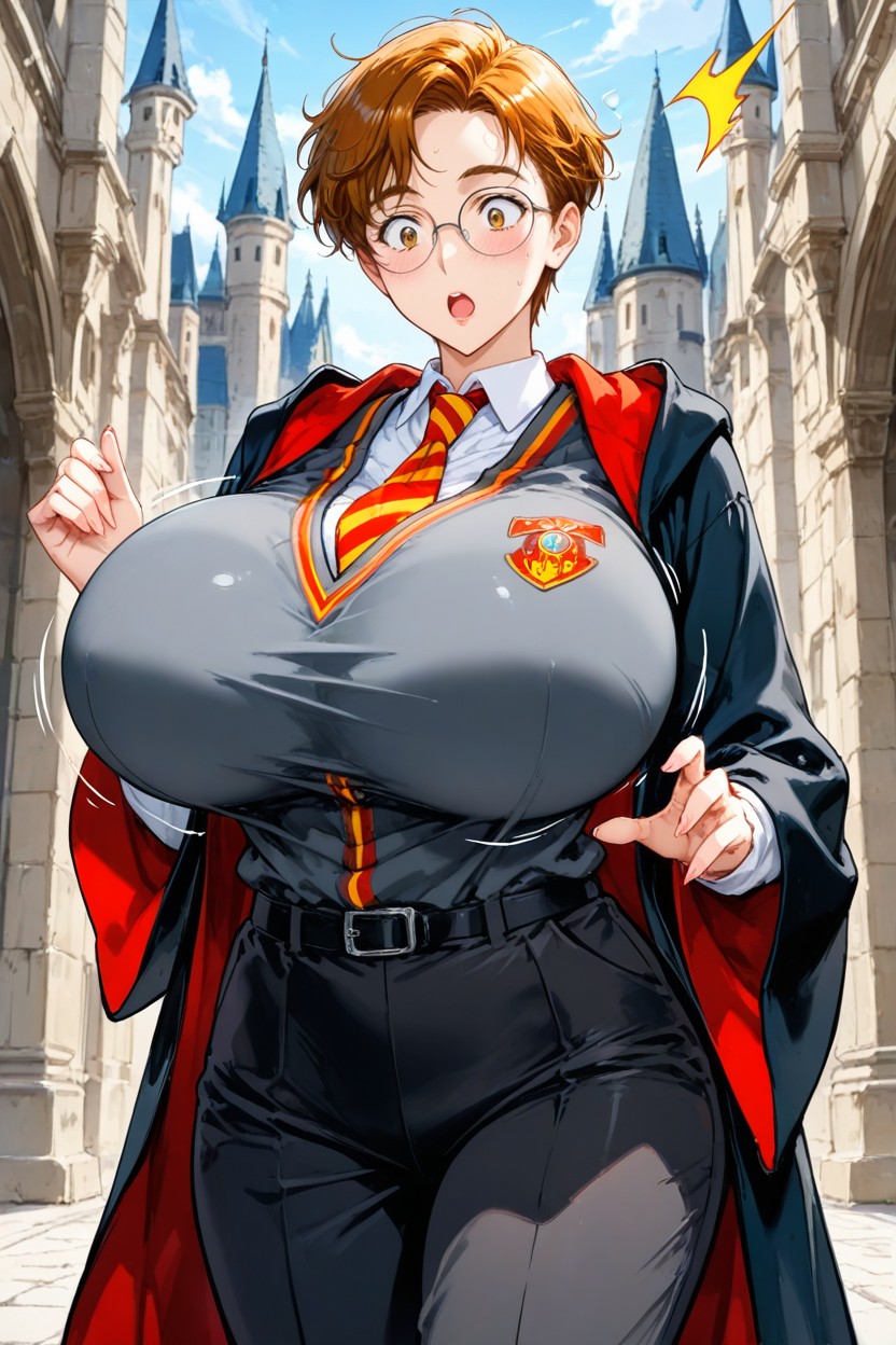 Covered Breasts, Very Short Hair, Rapidly Growing Boobs AI Porn