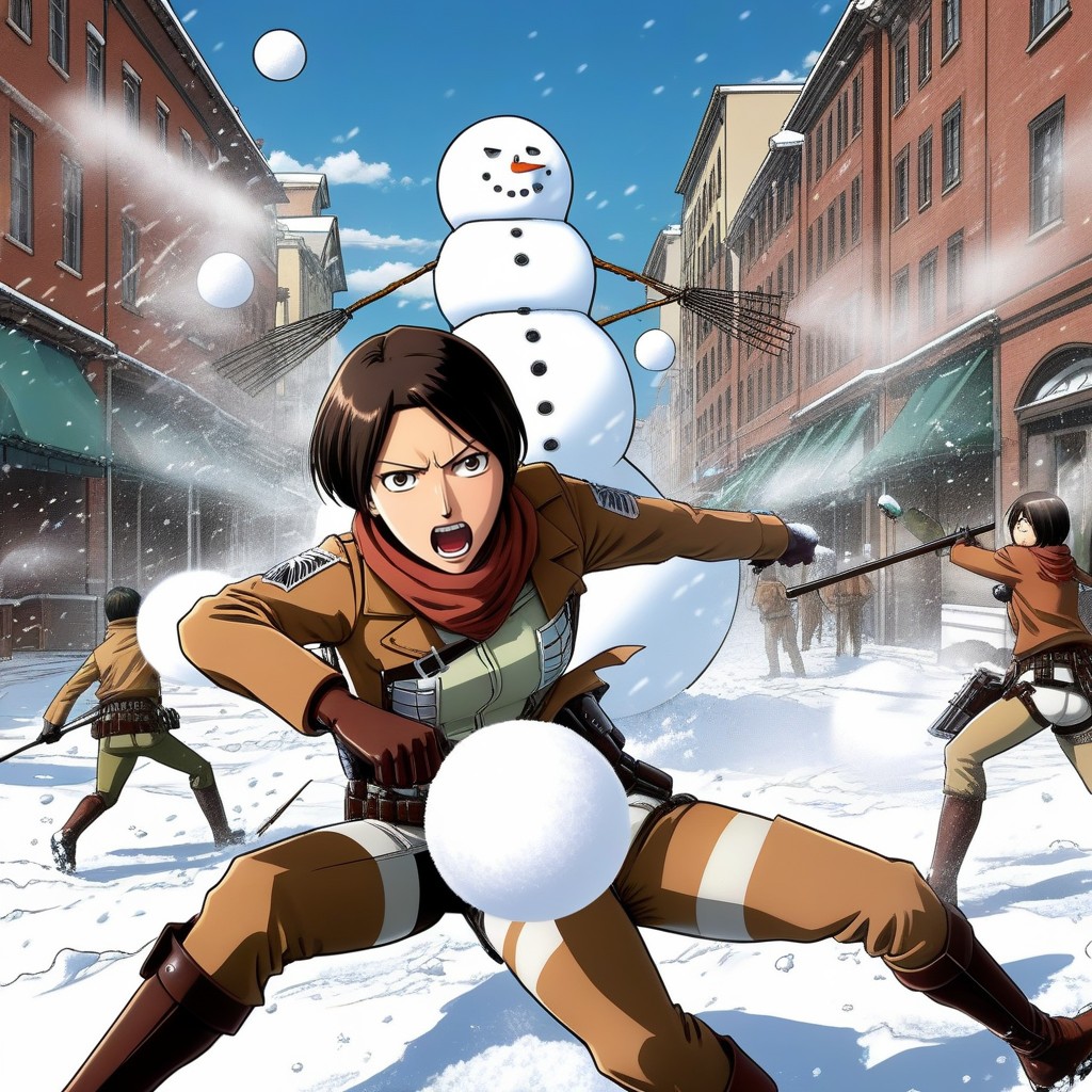 Attack On Titan Comic Art Style, Snowball Fight, Comic About Attack On Titan AI Porn