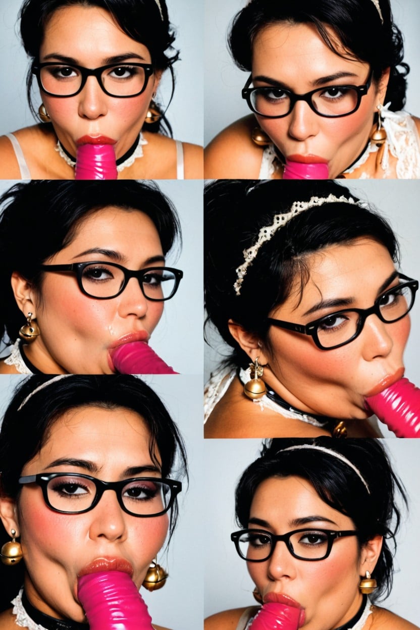 Straight Black Hair, Collar With Bell, Earrings BBW AI Porn