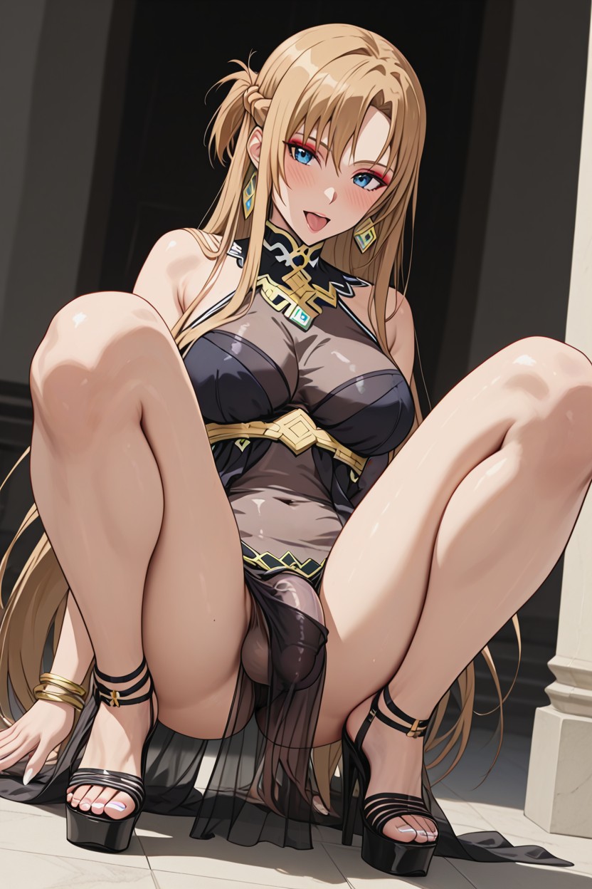 Gold Traingle Earrings, Asuna From Sword Art Online, Makeup 쉬메일 AI 포르노