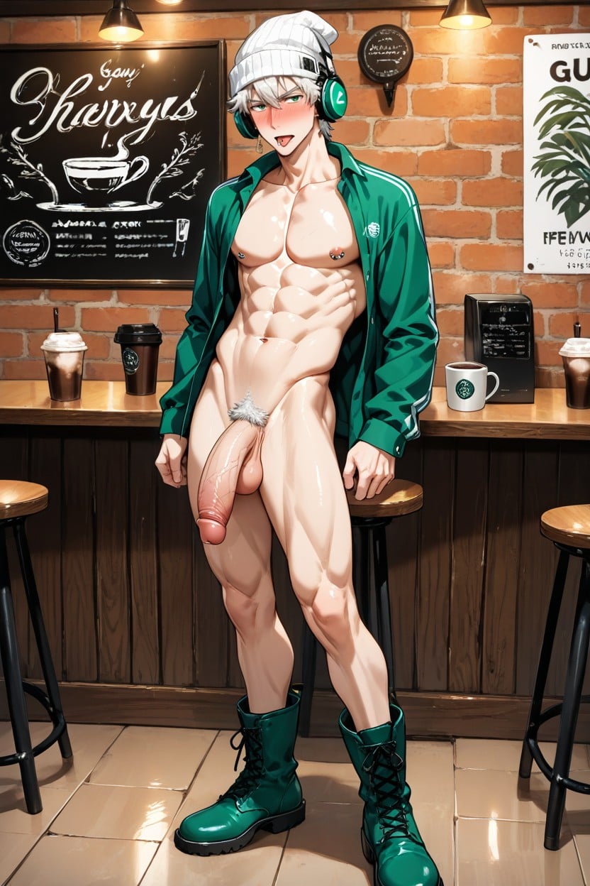 Cafe, Flaccid Cock, Green Boots AI Gay Porn