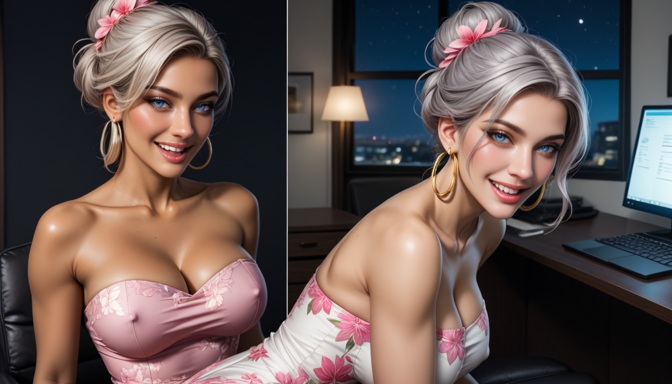 Ash Hair, High Definition, Hair Behind Ear AI Porn