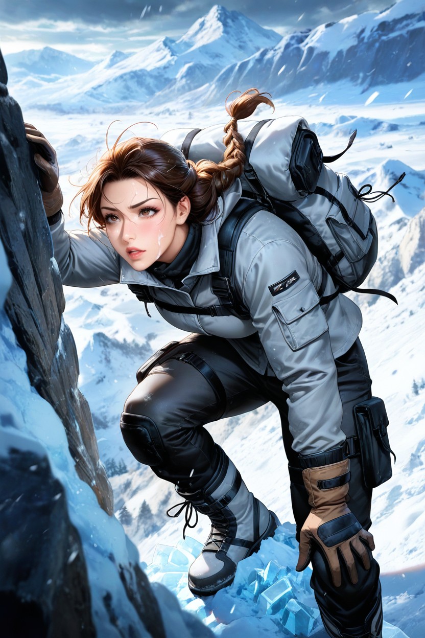 Hanging In Air, Avalanche, Climbing Gear Hentai AI Porn