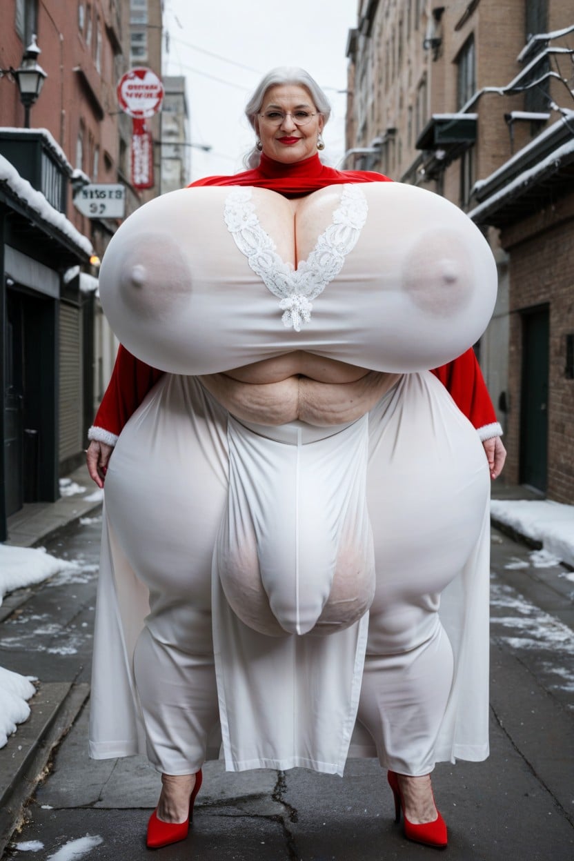 Huge Round Thighs, Long Pants, Floral Miss Clause AI Porn