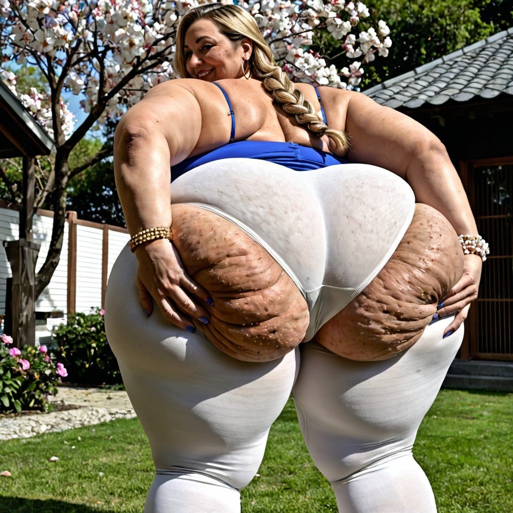 Blue Veterinary Assistant Blouse, Exaggerated Buttocks, Sakura Garden BBW AI Porn