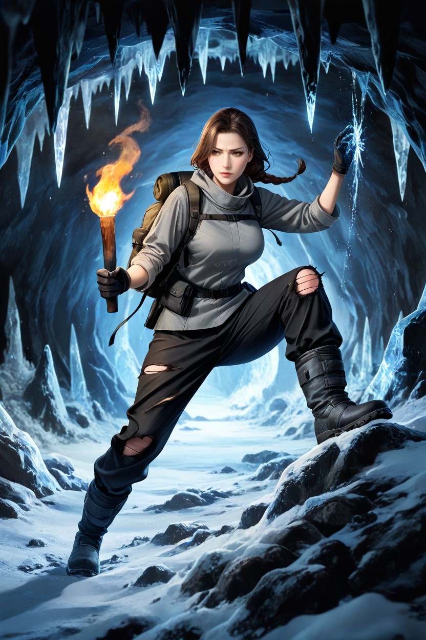 She Is Focused And Determined, Thick Clothes, Climbing Backpack And Gear Hentai AI Porn