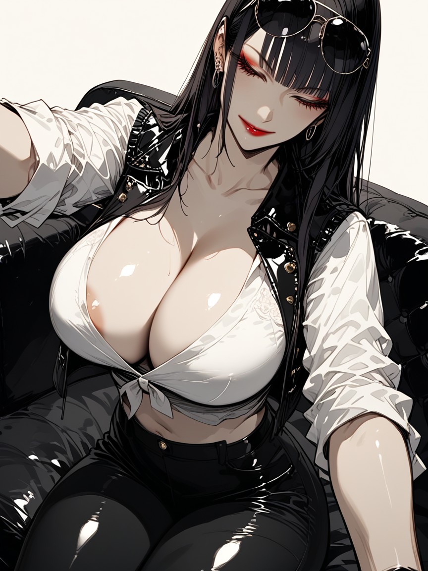 Breast Expansion, Open Clothes, Woman With Drooping Eyes Hentai AI Porn