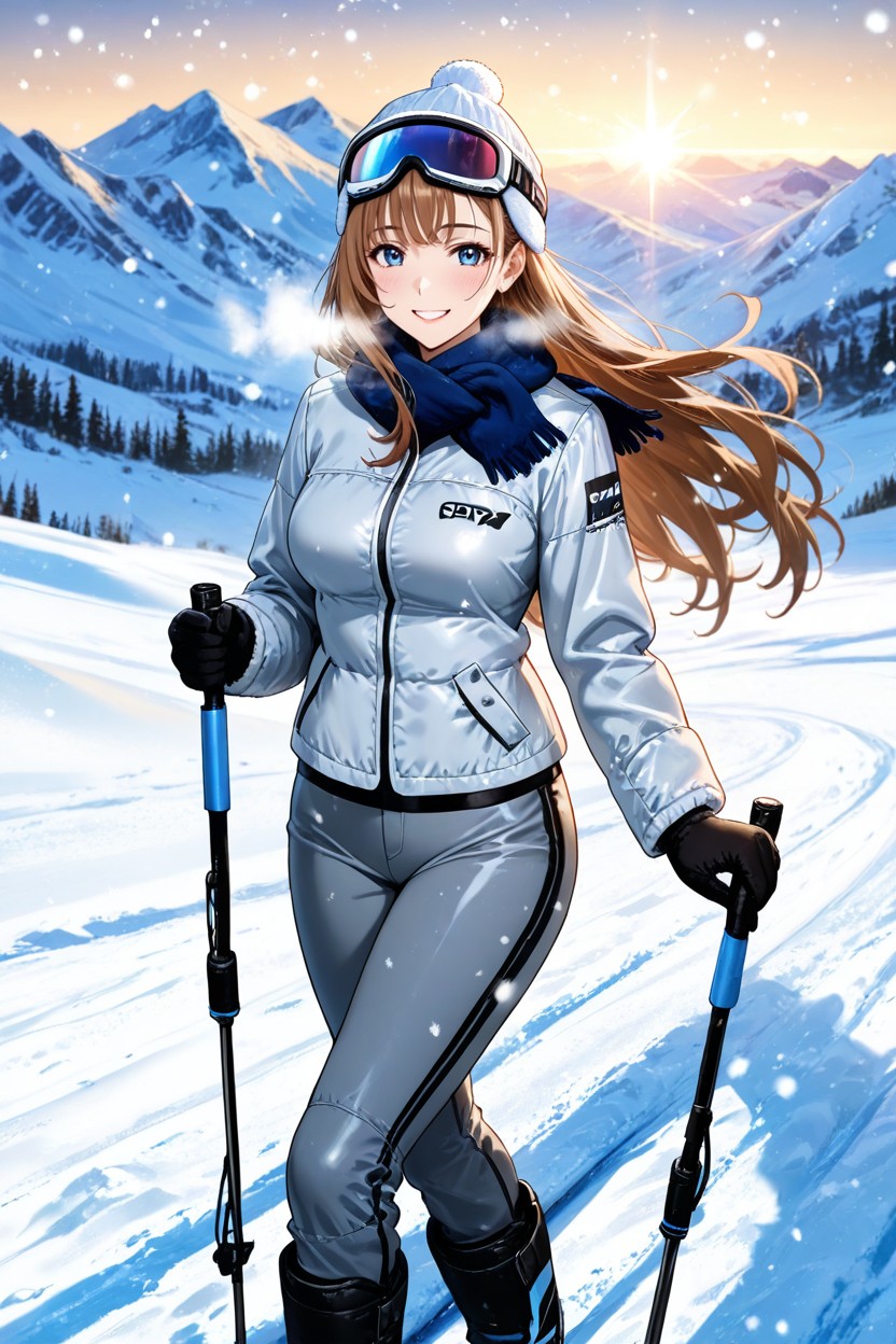 Medium Breast, Ski Boots, Thick Snow On Ground Hentai AI Porn