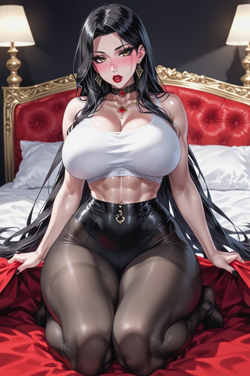 White Crop Top, Bed, Perfect Tits AI Porn