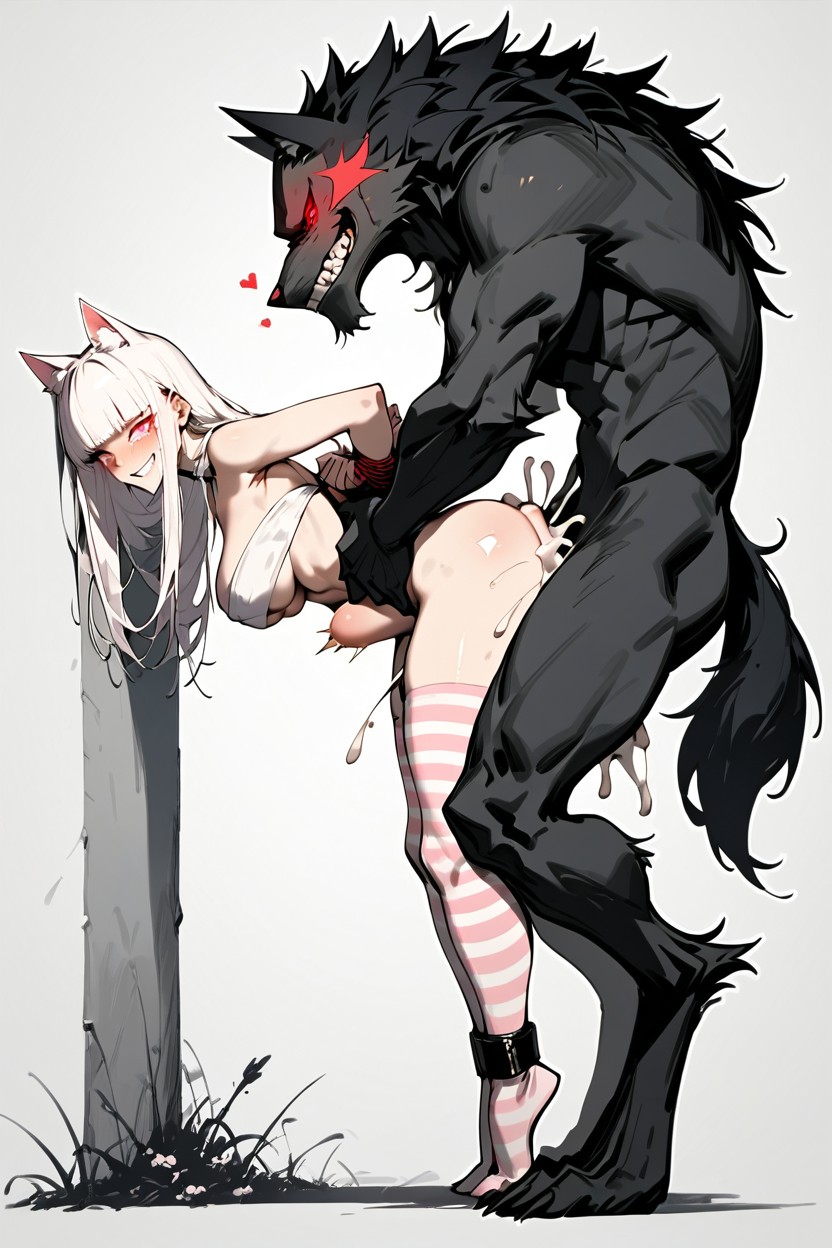 Pink Striped Thigh High Socks, Happy, Horny Hentai AI Porn