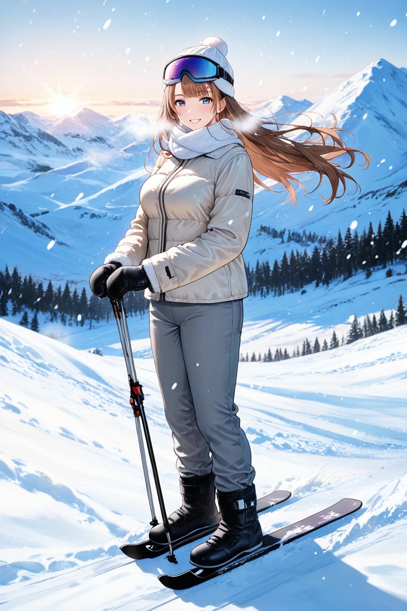 Large Blue Eyes, Skinny, Ski Boots Hentai AI Porn