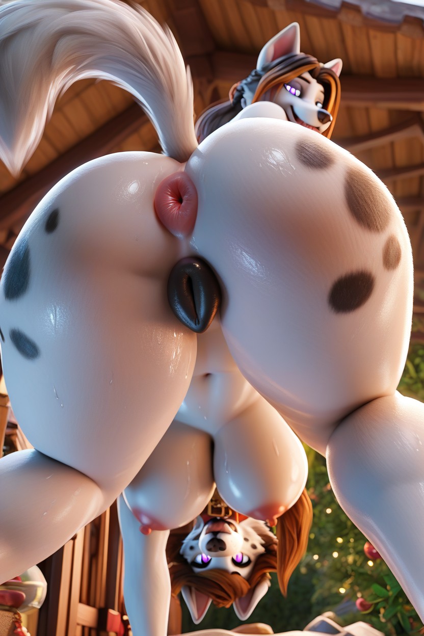 Knees Together Feet Apart, Nighttime, Spotted Furry AI Porn