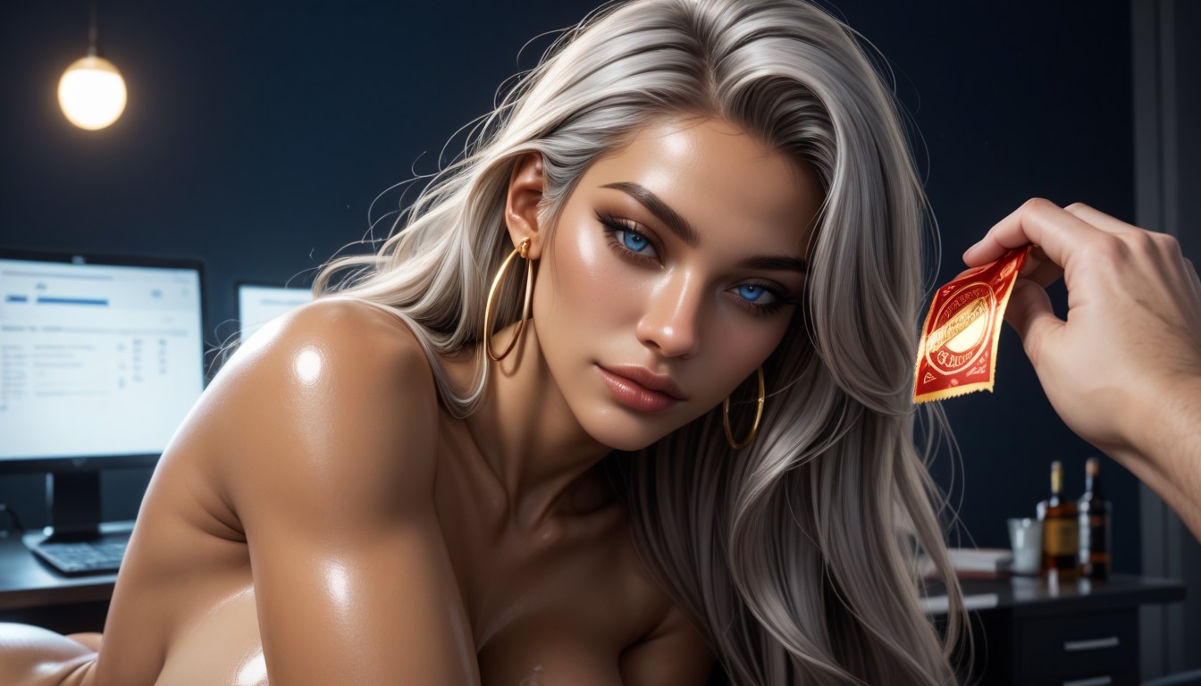 Whiskey Bottle, Hair Behind Ear, Close Up AI Porn