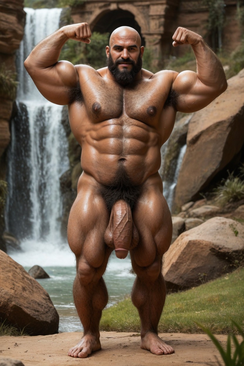 Male Genitals Only, Veins, Very Thick Bushy Chest Hair ゲイAIポルノ
