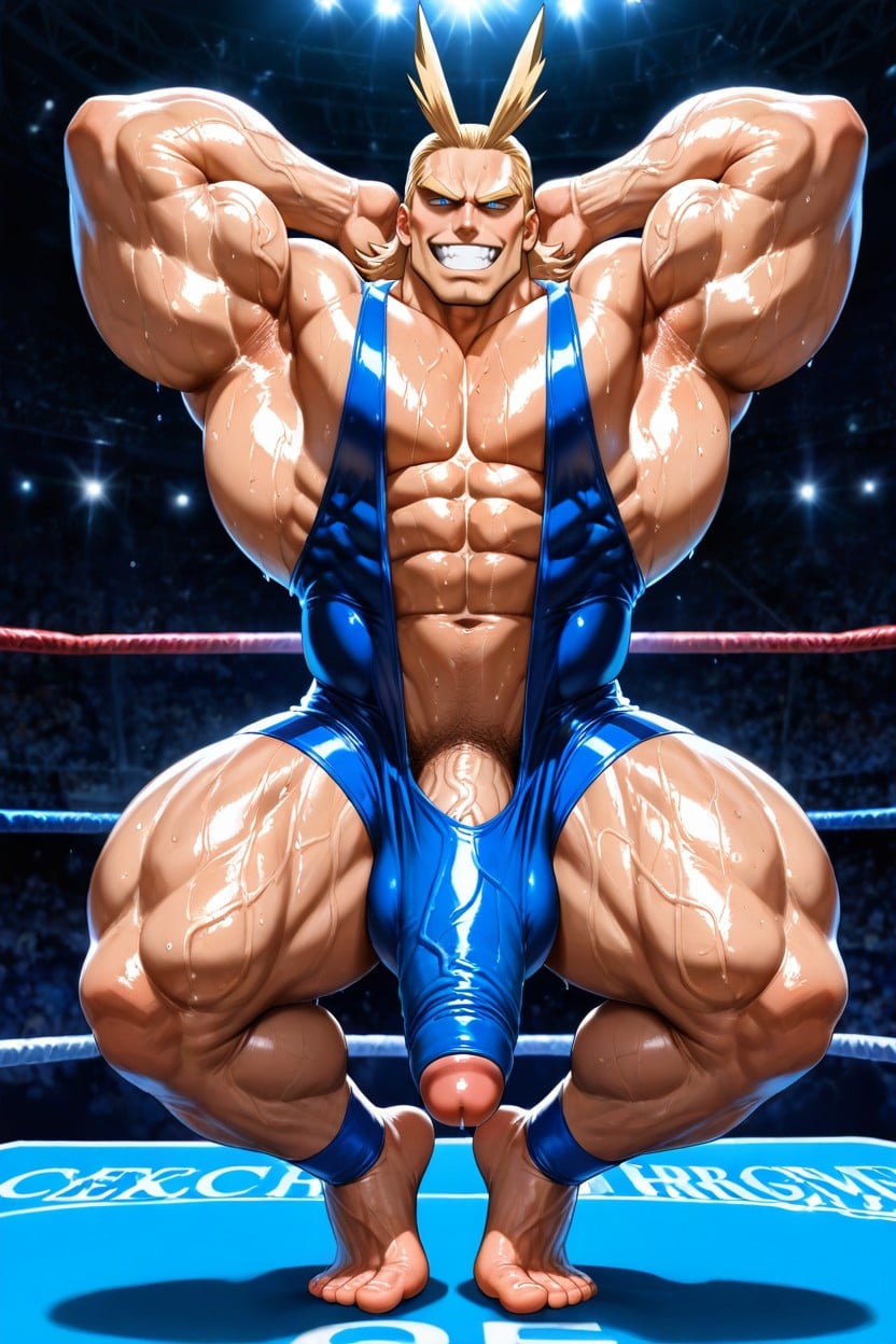 Extremely Muscular, Impossibly Long Flaccid Macro Penis Hanging To His Ankles, Detailed Face AI Gay Porn