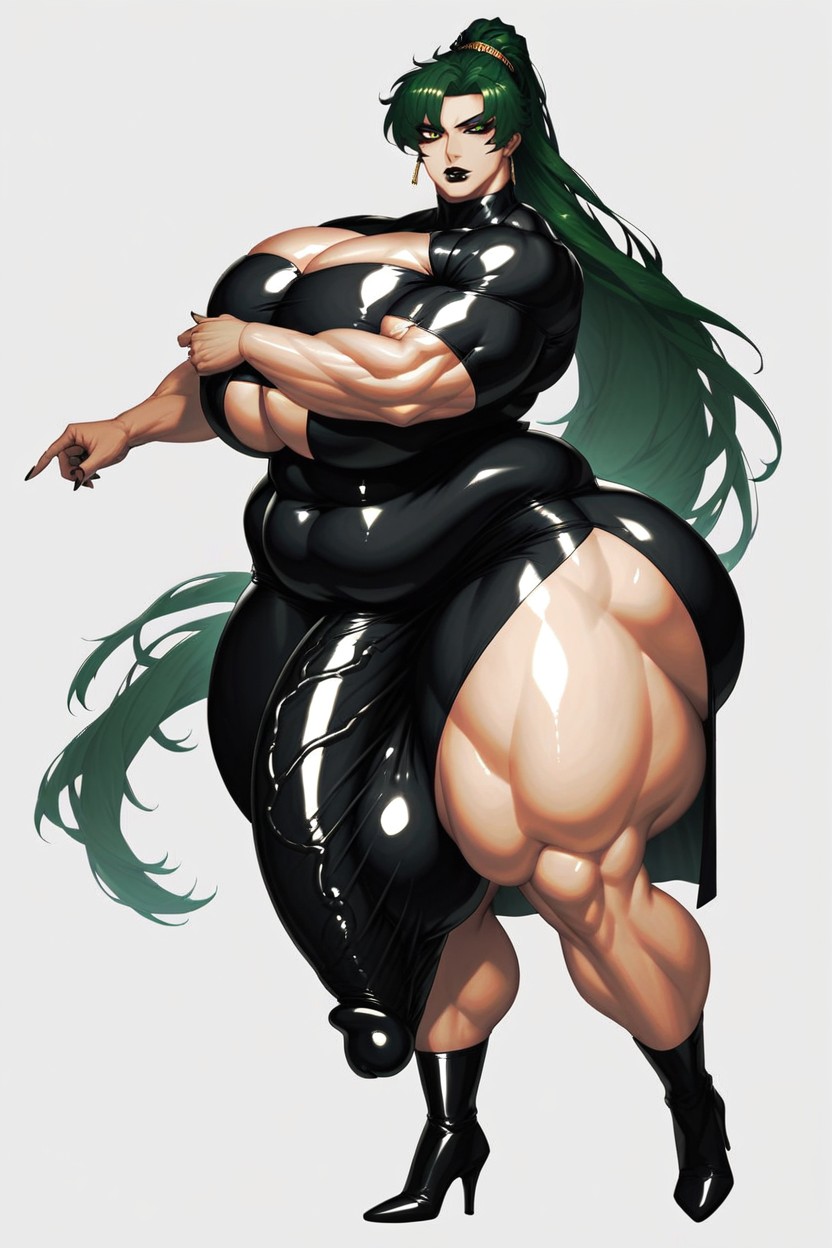 Impossibly Long Hyper Penis, Shiny Skin, Dark Eyeshadow AI Gay Porn