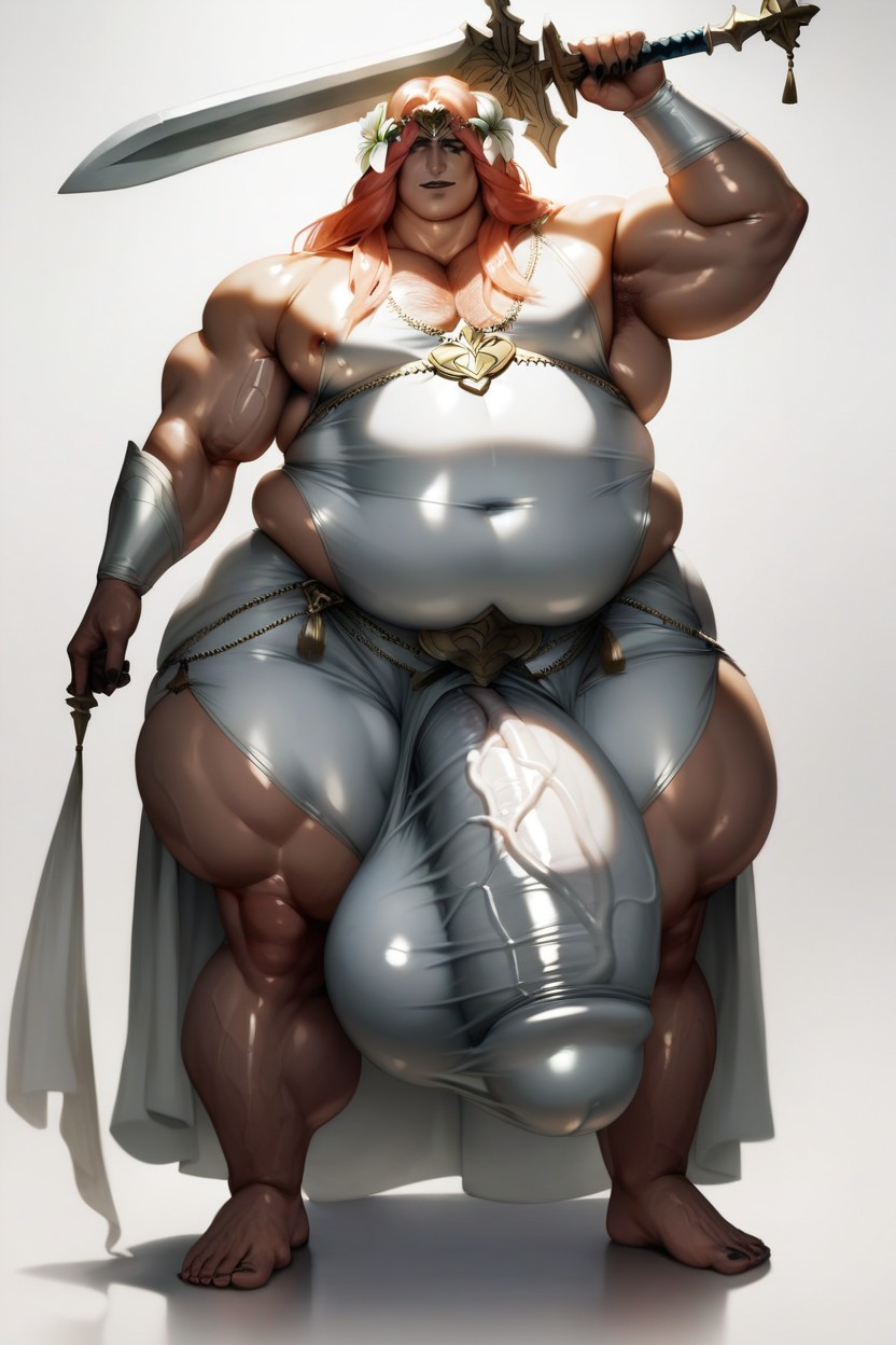 Simple Background, Penis Hanging Down To The Ground, Crossdresser AI Gay Porn