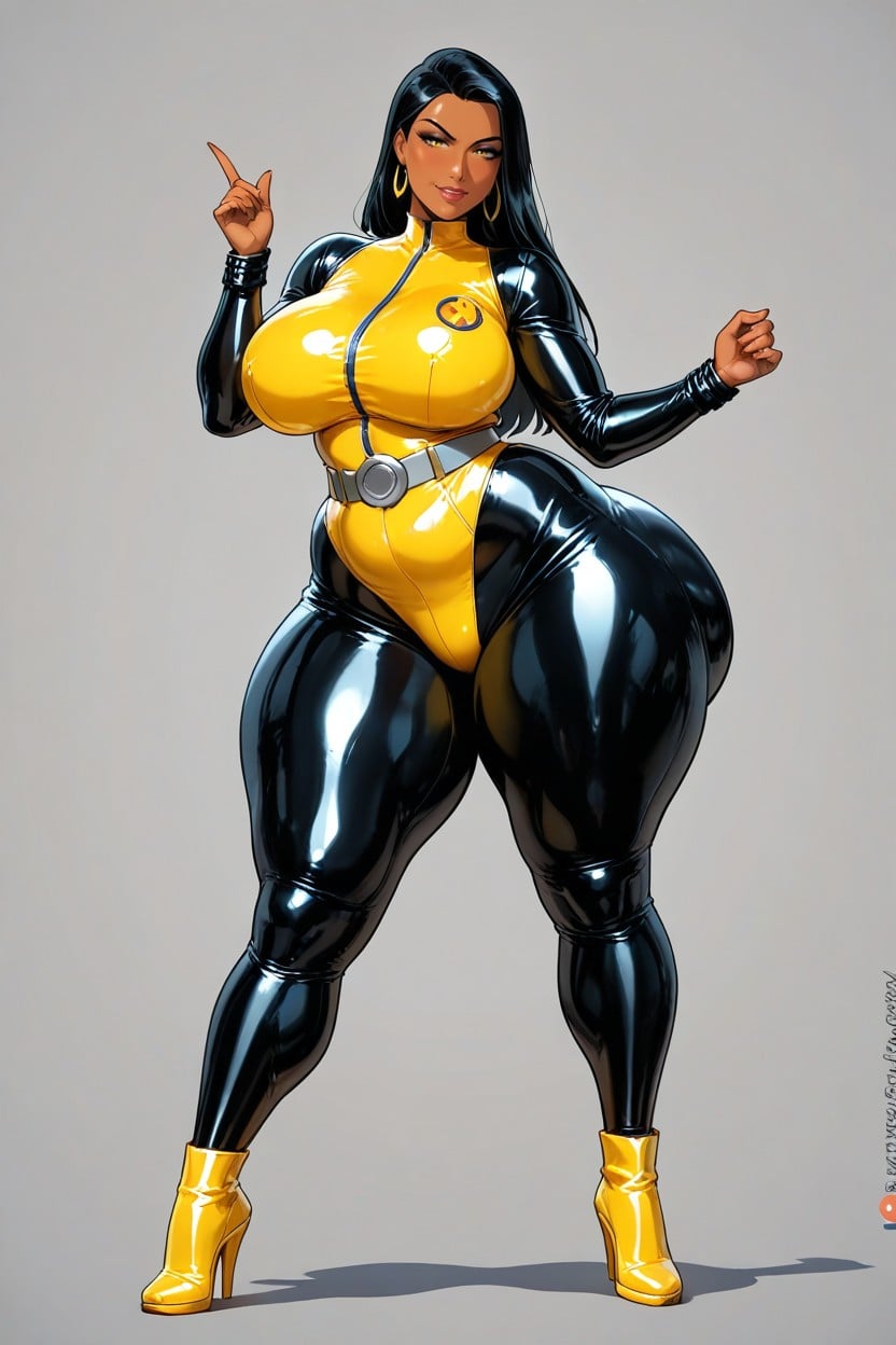 Huge Ass, Yellow Heels, Hair AI Porn