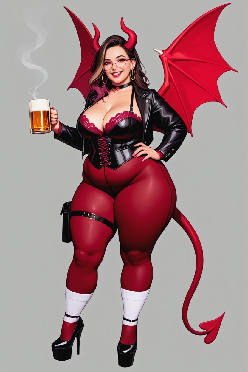 White Ankle Socks, Realistic Textures, Smiling Showing Teeth With Two Vampire Fangs BBW AI Porn