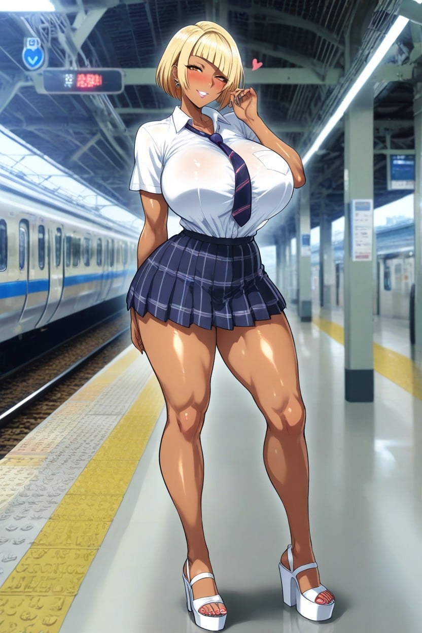 Fit Body, Skinny, Black Highlights Hentai AI Porn