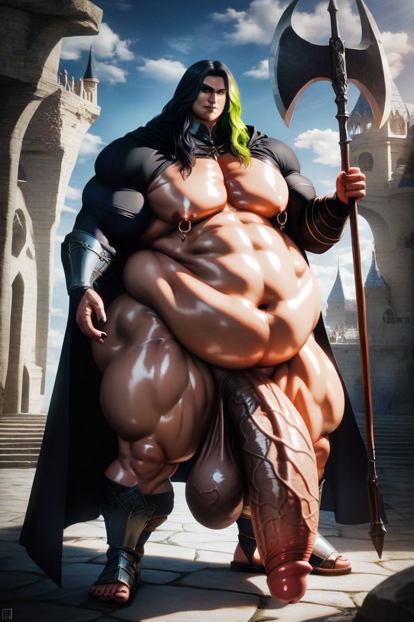 Penis Hanging Down To The Ground, Realistic Render, Dark Lipstick Porno IA Gay