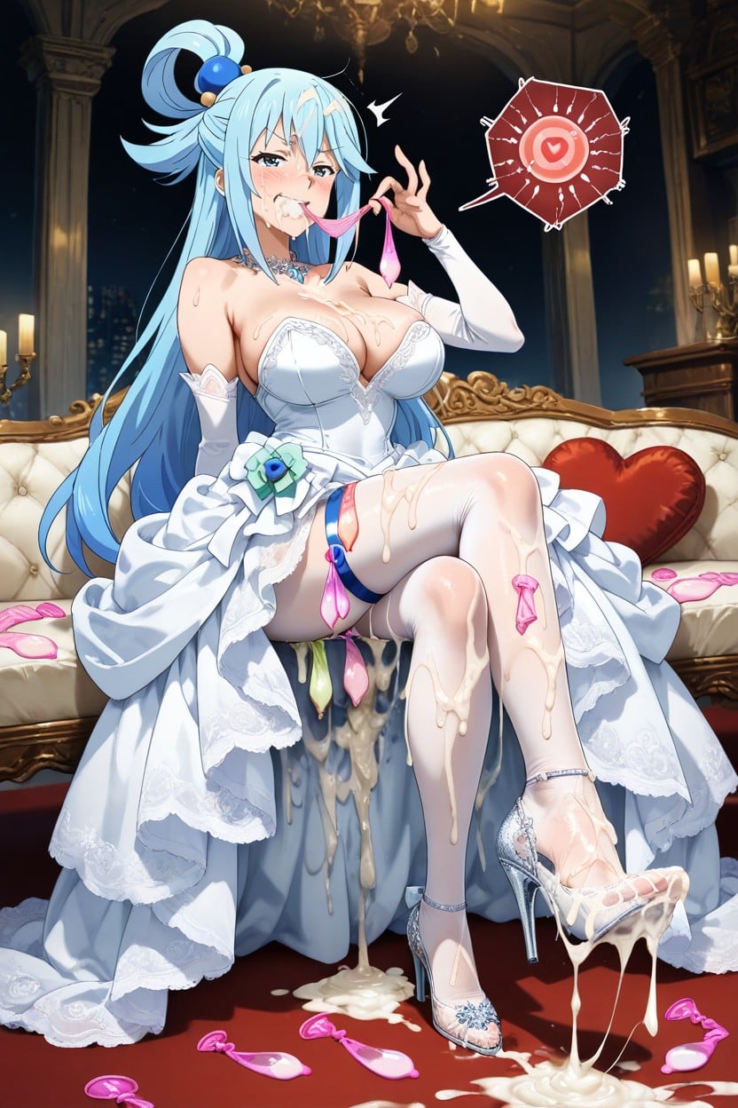 White Lace Tights, Cum On Clothes Huge Amount Of Cum, Legs Crossed Hentai AI Porn