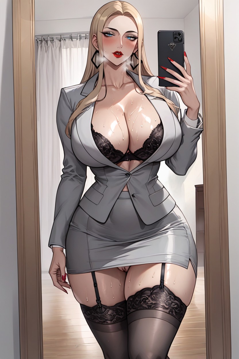 Voluptuous, Mirror, Oiled Hentai AI Porn
