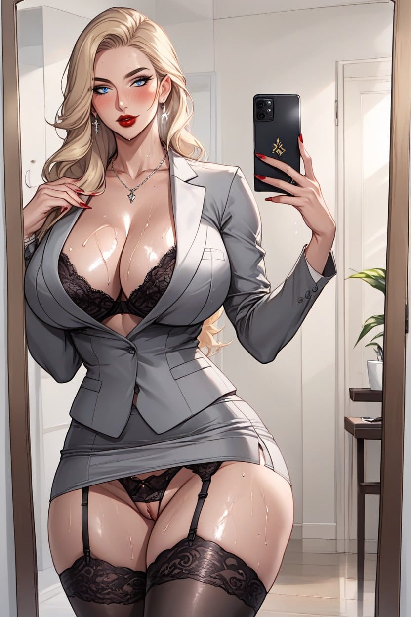 Makeup, Heavy Breathing, Selfie Hentai AI Porn