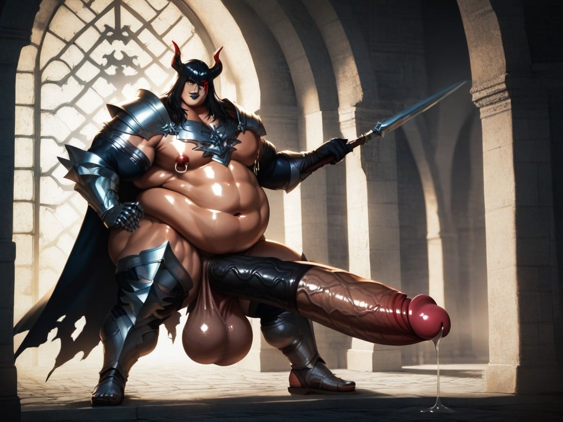Hyper Cock Longer Than Leg, Hyper Thick Body, Holding Scythe AI Gay Porn