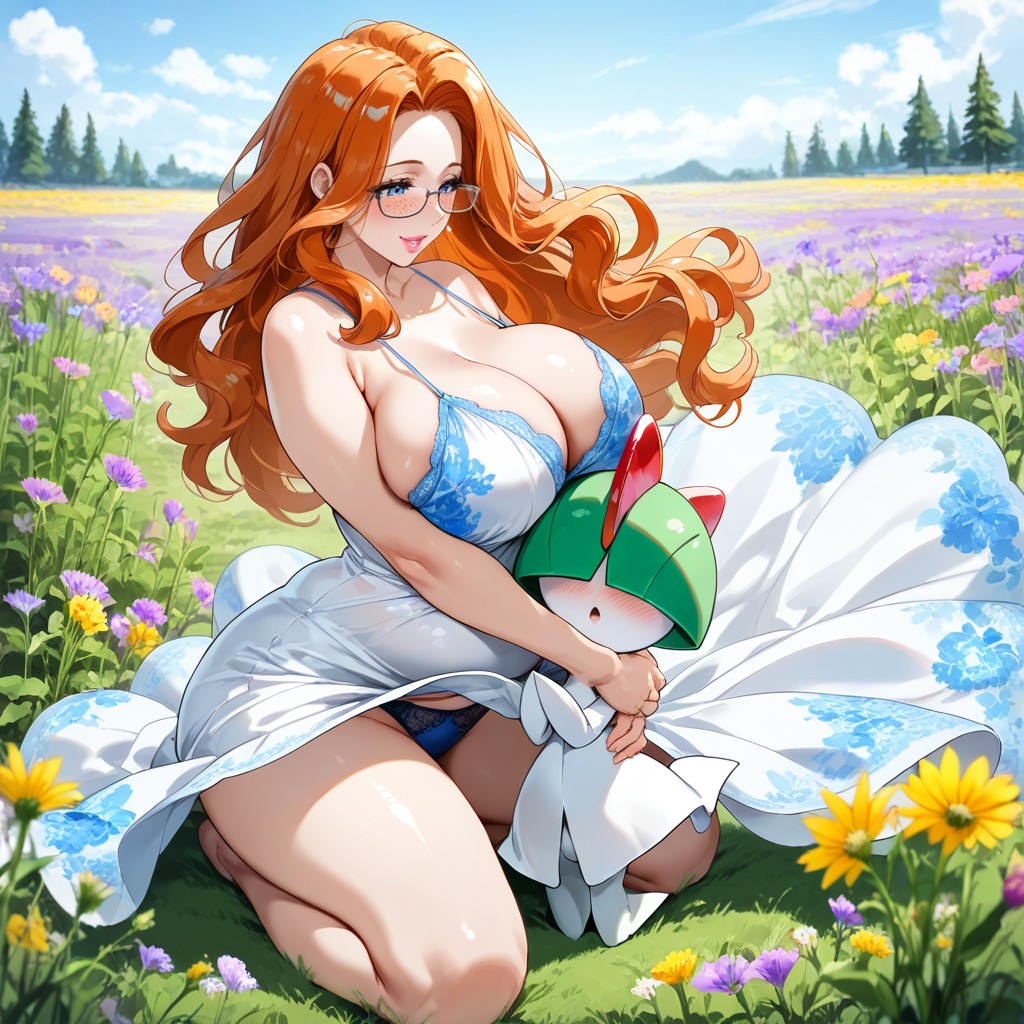 Knee-length Hem, Spaghetti Straps, Pressing Breasts Together Hentai AI Porn