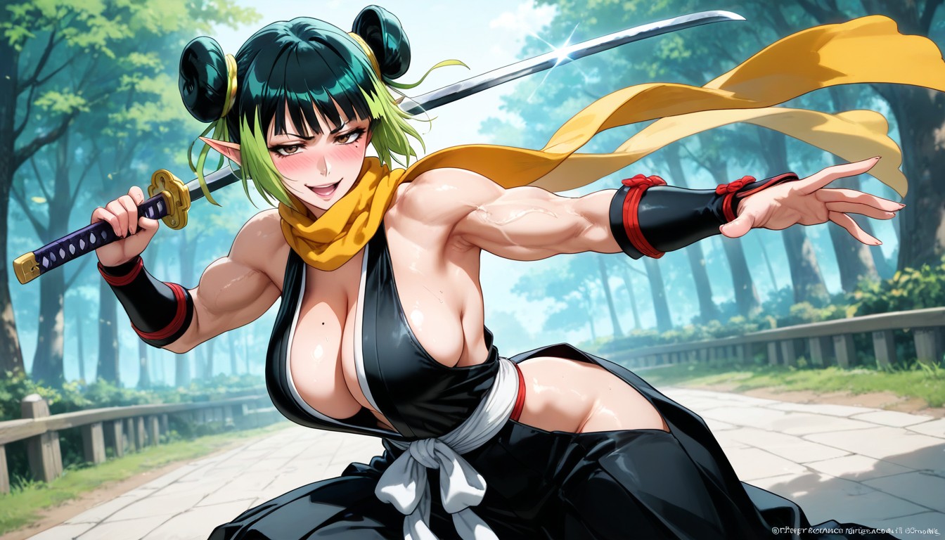 Khaki Hair, Elf Woman, Null Style Hentai AI Porn