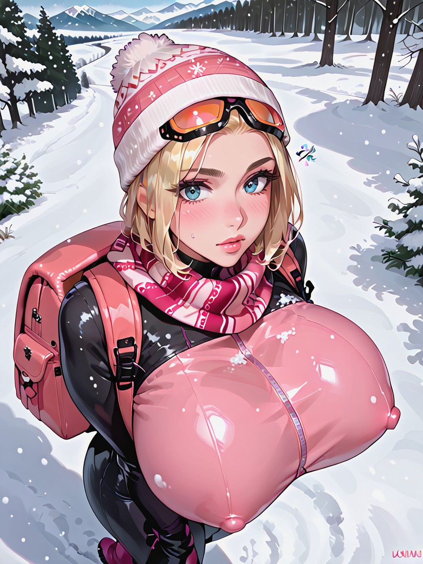 Pink Latex, Blonde Bimbo, Short Length Hentai AI Porn