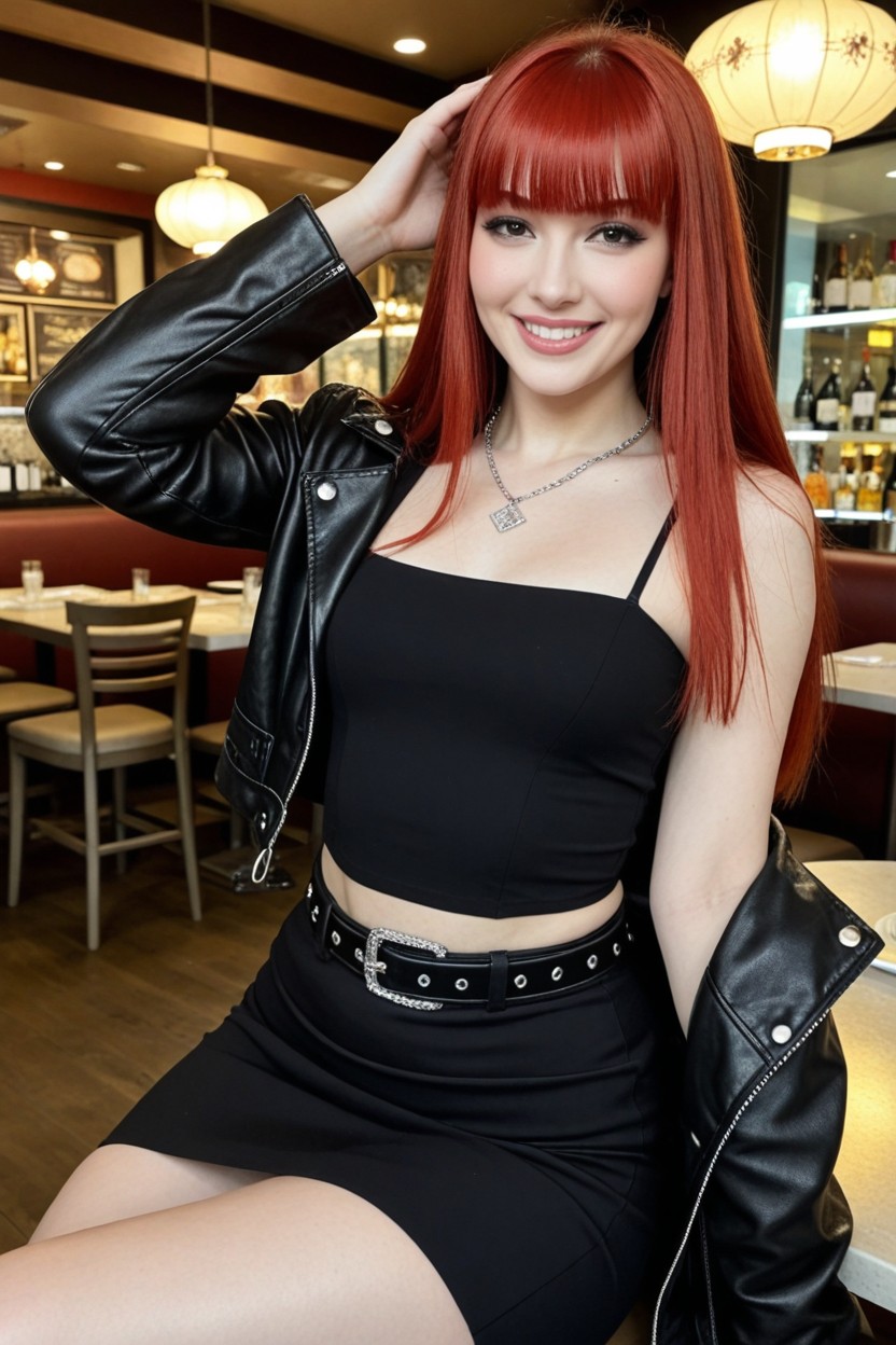 Bangs, Black Skirt, Blunt Bangs AI Porn