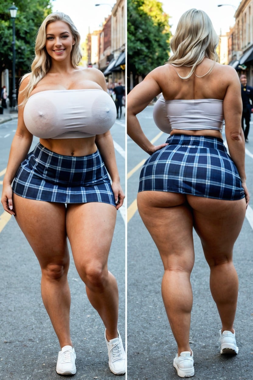 Front View, Unbelievable Giant Tits, Platinum Blonde Hair AI Porn
