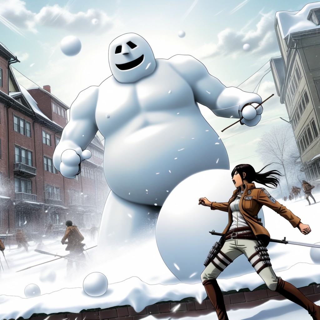 Snowballs Mid-throw, Holding Snowballs, Comic About Attack On Titan AI黃片