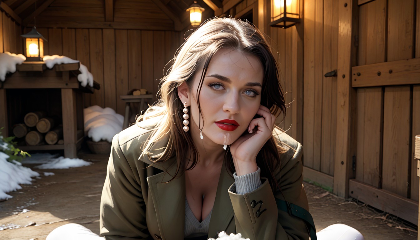 Cum In Hair, Golden Pearl Earrings, Cum In Her Face AI Porn