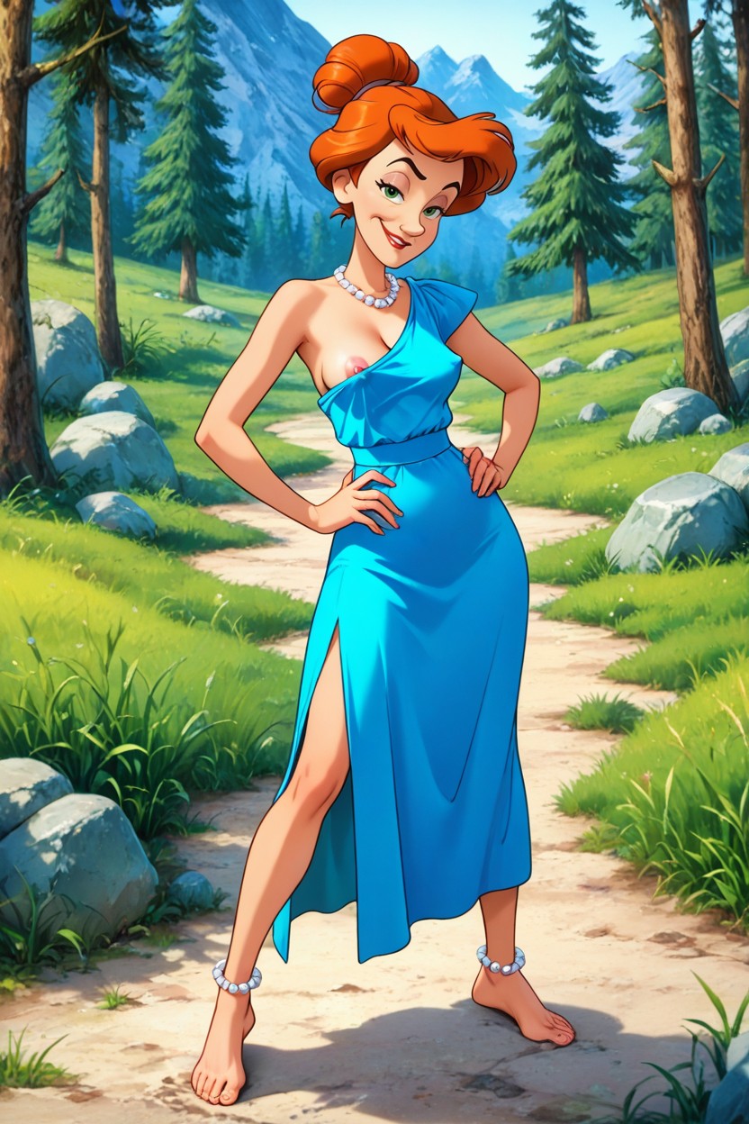 Pearl Necklace, Wilma From The Flintstones, Dynamic Angle Hentai AI Porn