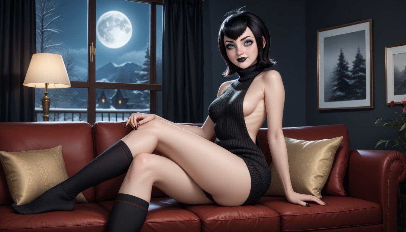 Living Room, Sitting On The Couch, Ultra High Resolution Hentai AI Porn