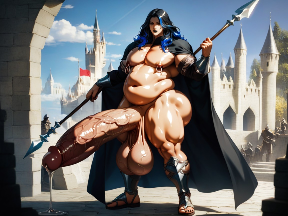 Dark Eyeliner, Hyper Pecs, Black Nail Polish Pornografia gay com IA